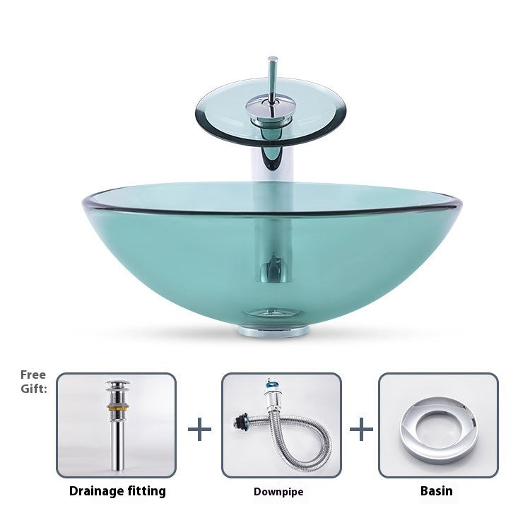 Tempered Glass Bathroom Round Wash Basin