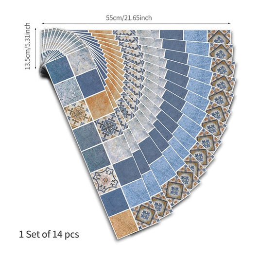 Blue Pattern Fireplace Decorative Wall Sticker