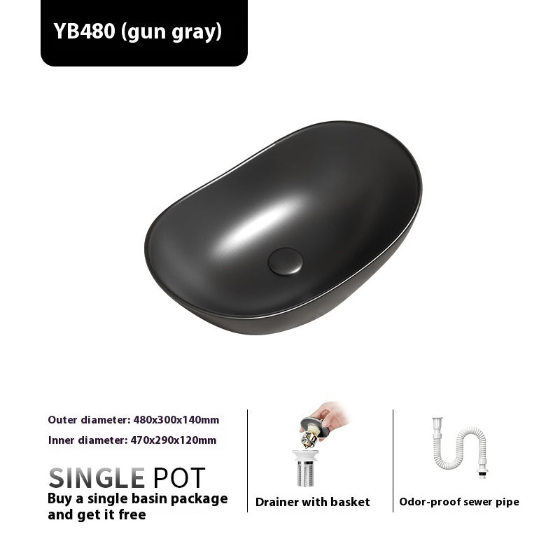 Gun Gray Table Wash Basin Ceramic Wash Inter-platform Basin