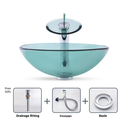 Tempered Glass Bathroom Round Wash Basin