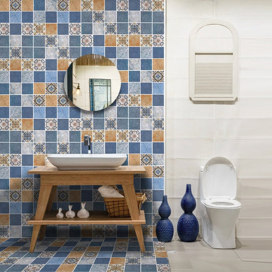 Blue Pattern Fireplace Decorative Wall Sticker